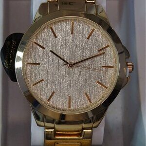Gold-Tone INC Unisex Watch With Genuine Diamond Accent & Stainless Steel Band